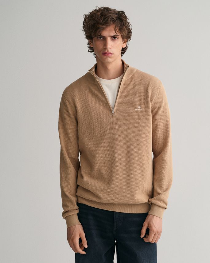 GANT PIQUE HALF ZIP STRIKTRØJE