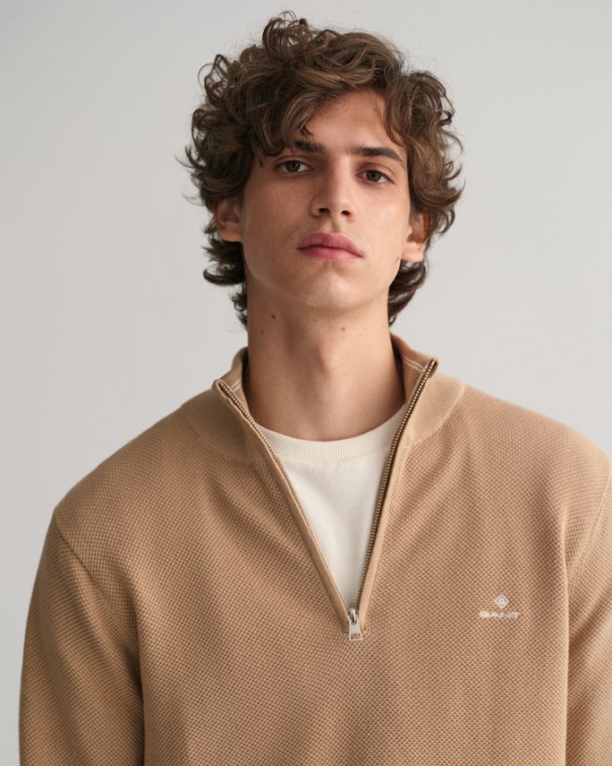 GANT PIQUE HALF ZIP STRIKTRØJE