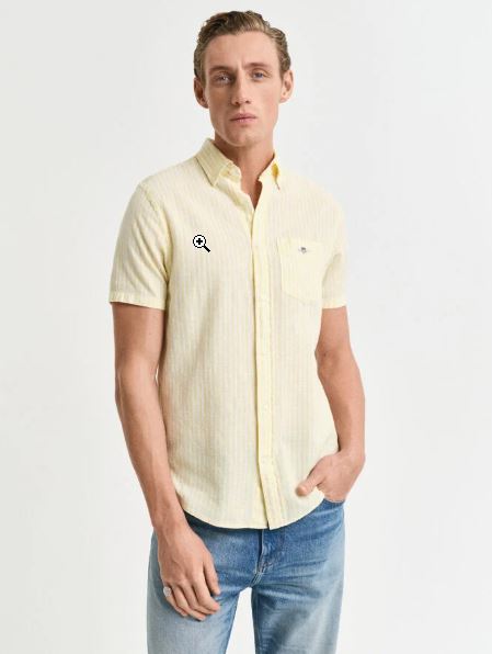 REG COTTON LINEN STRIPE SS SHIRT