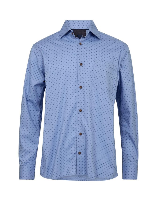 BLACK BLUE STRIKKET DOT SKJORTE