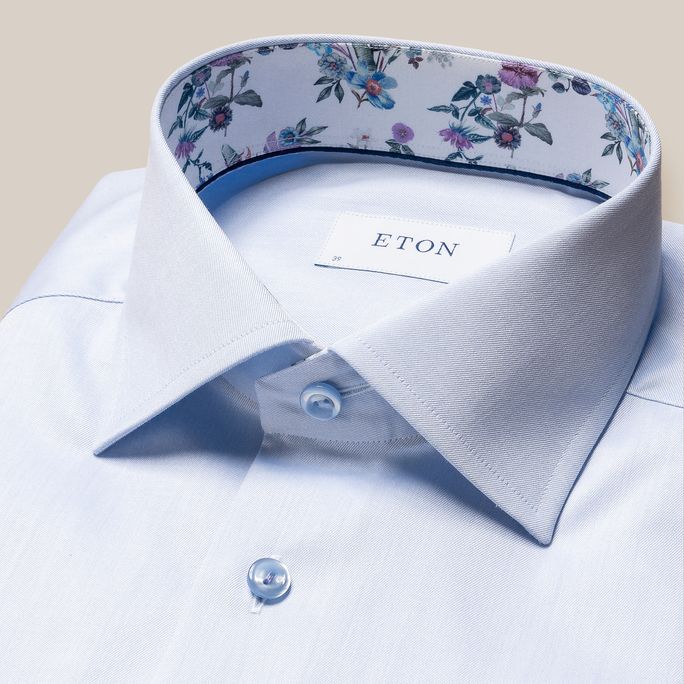 Floral Print Effect Solid Signature Twill Shirt