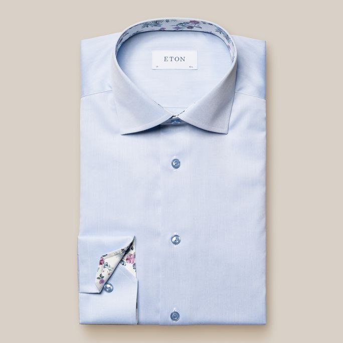Floral Print Effect Solid Signature Twill Shirt
