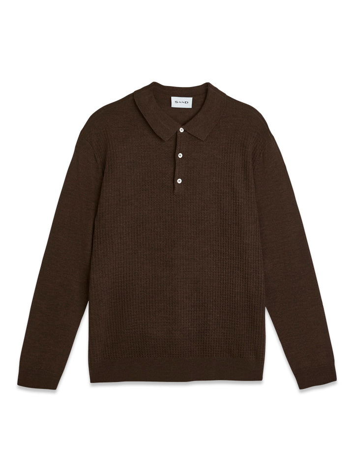 SAND MERINO 14 RETRO POLO LS