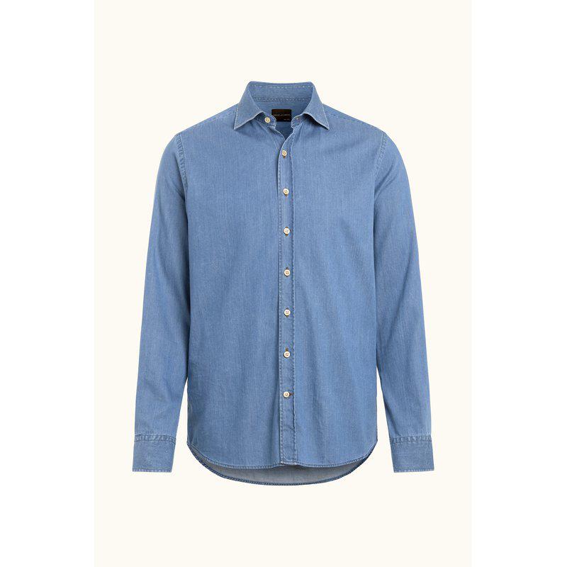 OSCAR JACOBSON SLIMFIT WASHED DENIM SKJORTE