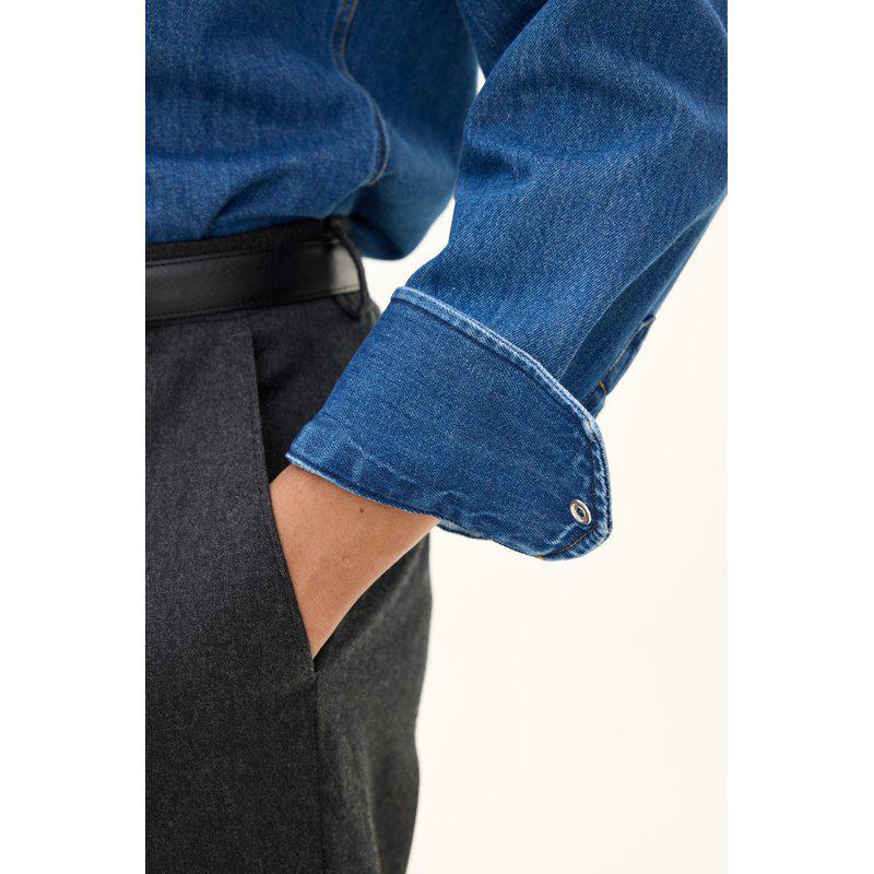 OSCAR JACOBSON STRAIGHT FIT WESTERN SKJORTE – DENIM BLUE