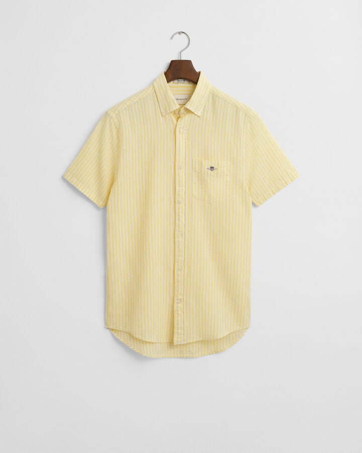 REG COTTON LINEN STRIPE SS SHIRT