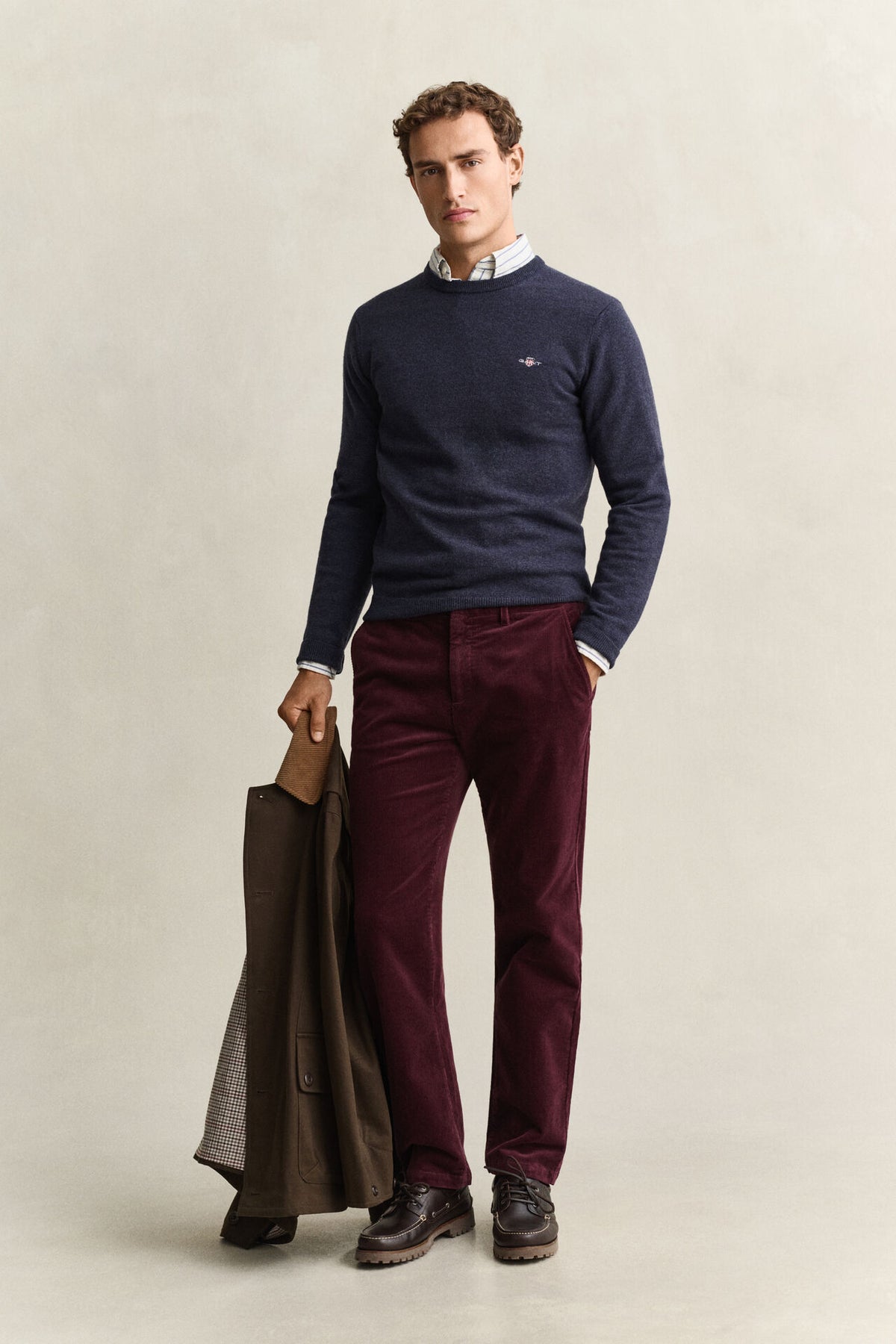 GANT SUPERFINE LAMBSWOOL C-NECK STRIKTRØJE