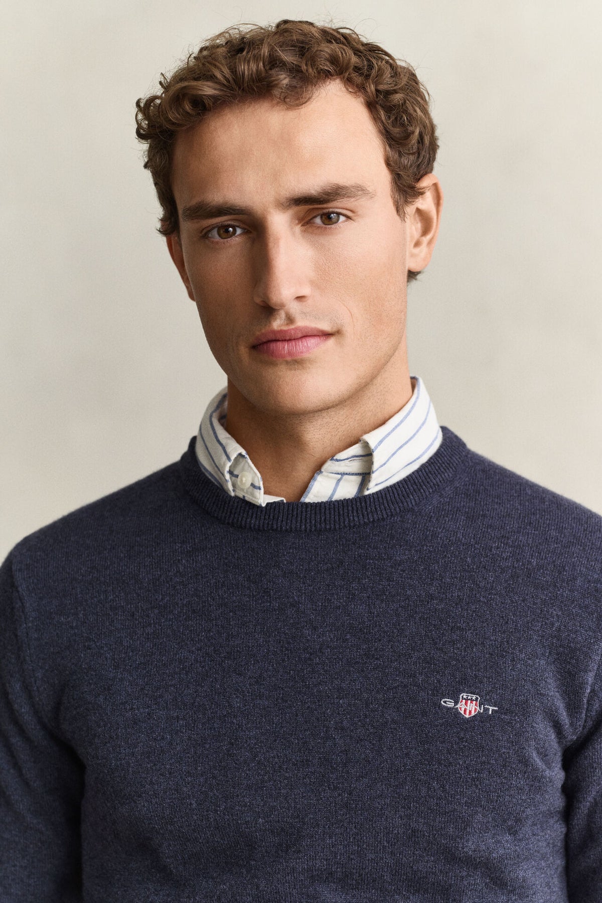 GANT SUPERFINE LAMBSWOOL C-NECK STRIKTRØJE