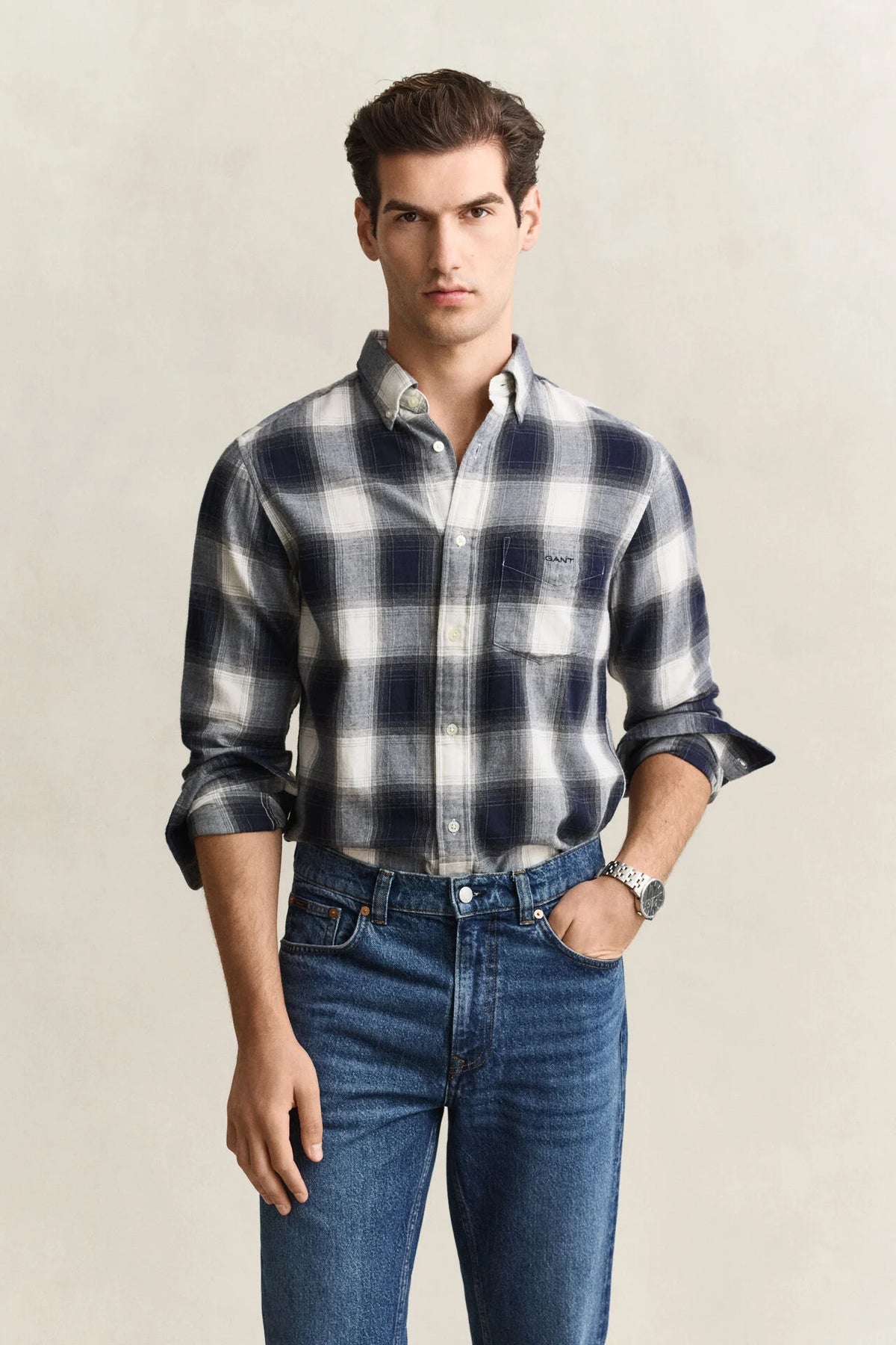 GANT REGULAR FIT WINDBLOWN FLANNEL CHECK SKJORTE