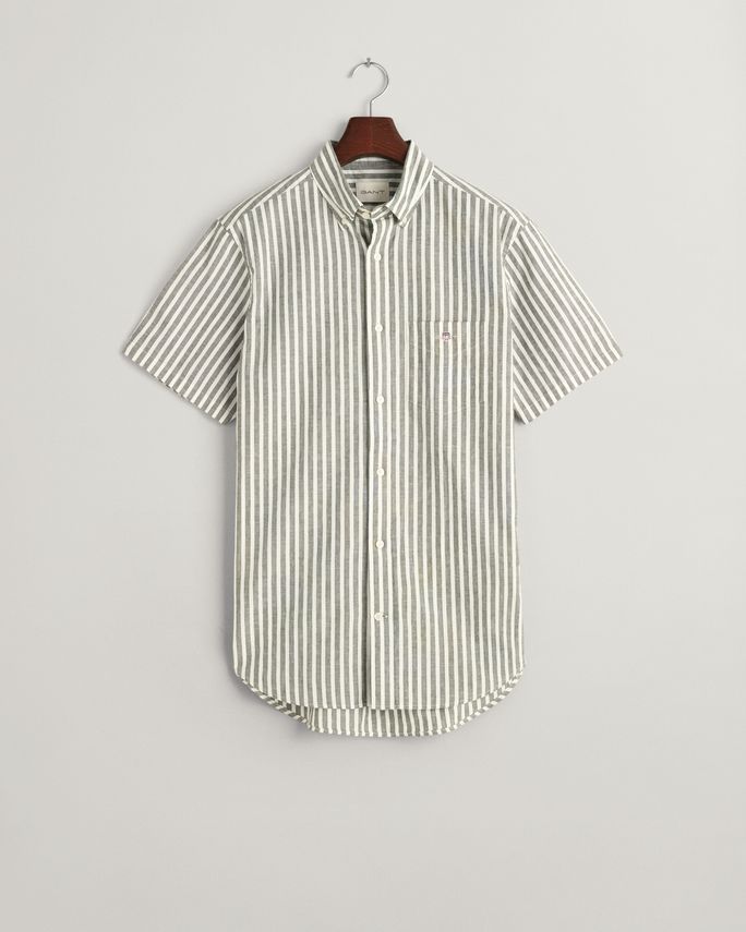 REG COTTON LINEN STRIPE SS SHIRT