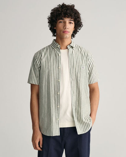 REG COTTON LINEN STRIPE SS SHIRT