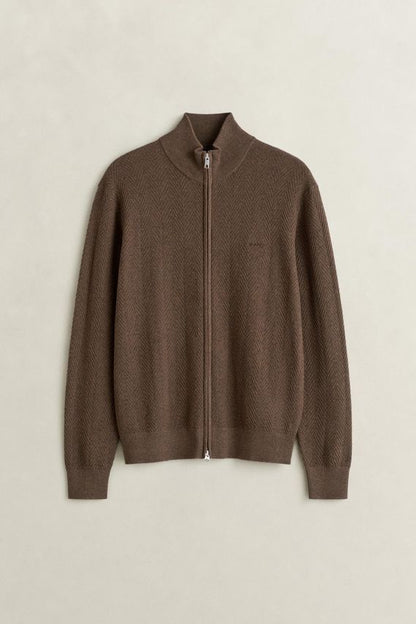 GANT HERRINGBONE TEXTURE STRIKCARDIGAN MED LYNLÅS