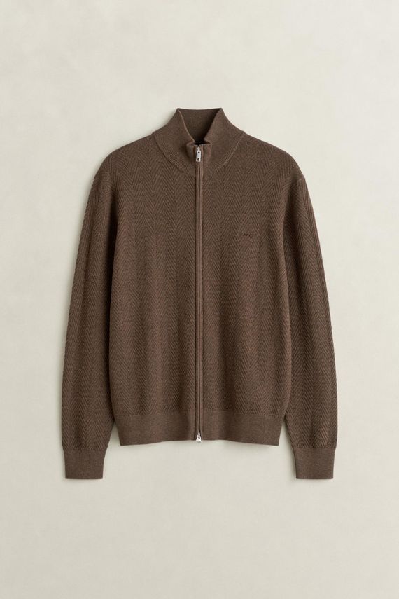 GANT HERRINGBONE TEXTURE STRIKCARDIGAN MED LYNLÅS