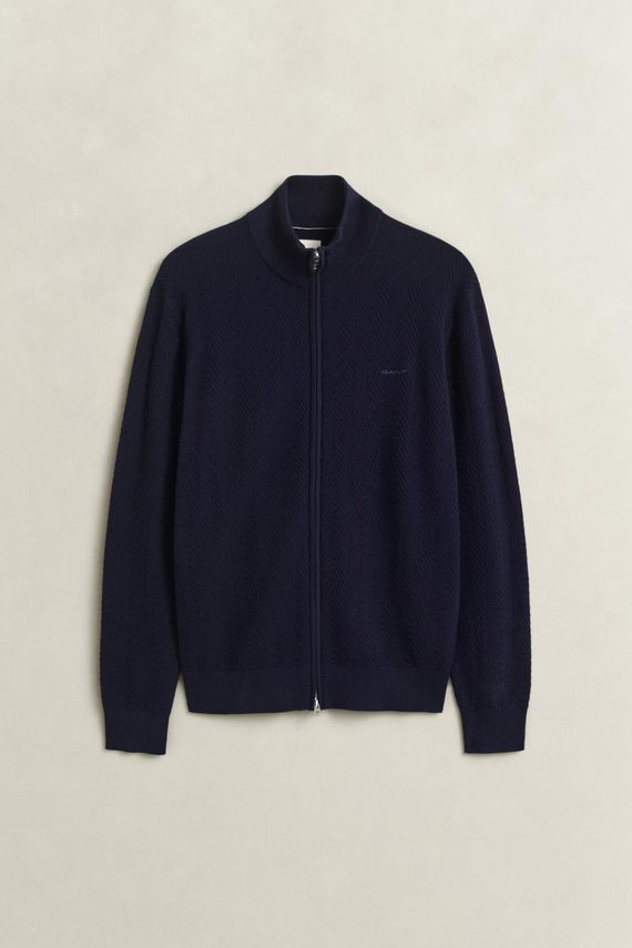 GANT HERRINGBONE TEXTURE STRIKCARDIGAN MED LYNLÅS