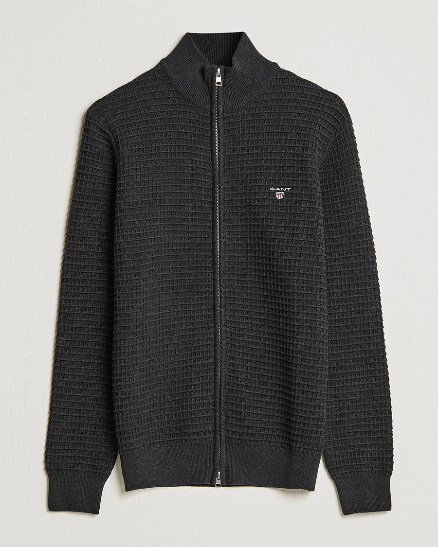 COTTON TEXTURE ZIP CARDIGAN