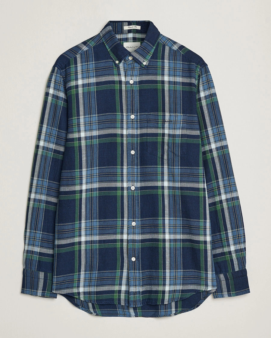 REG INDIGO TWILL CHECK SHIRT