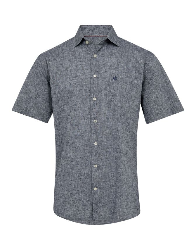 s/s regular fit linen look
