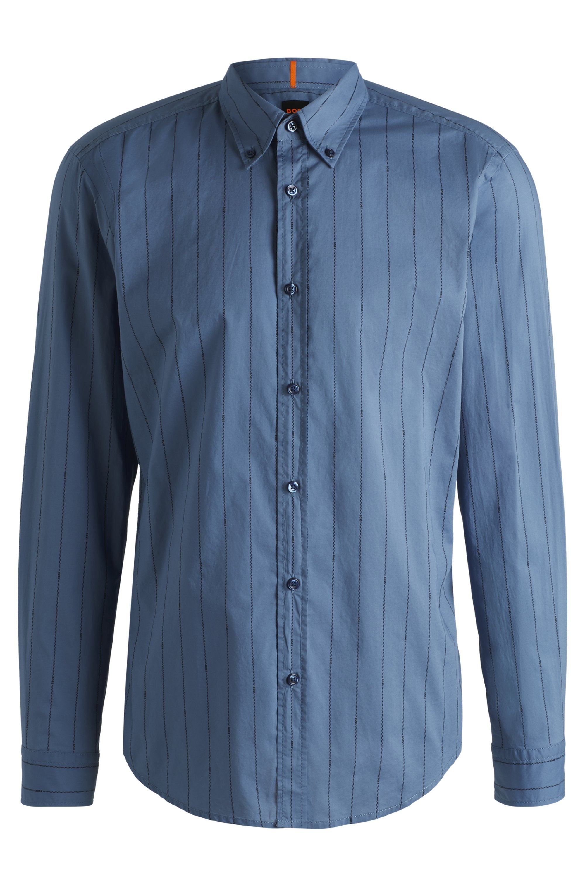 BOSS RICKERT_M SKJORTE – SLIM FIT STRIPES BLUE
