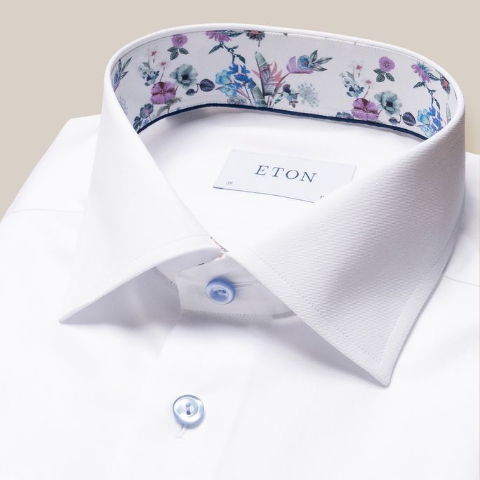 Floral Print Effect Solid Signature Twill Shirt