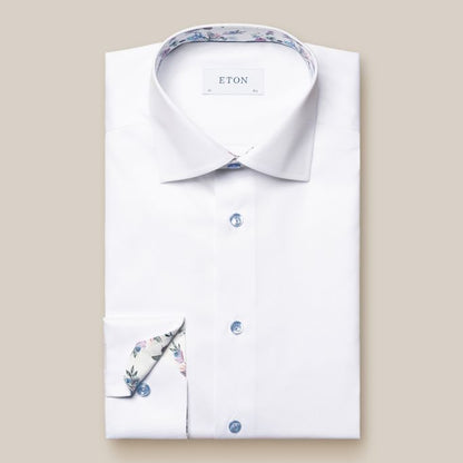 Floral Print Effect Solid Signature Twill Shirt