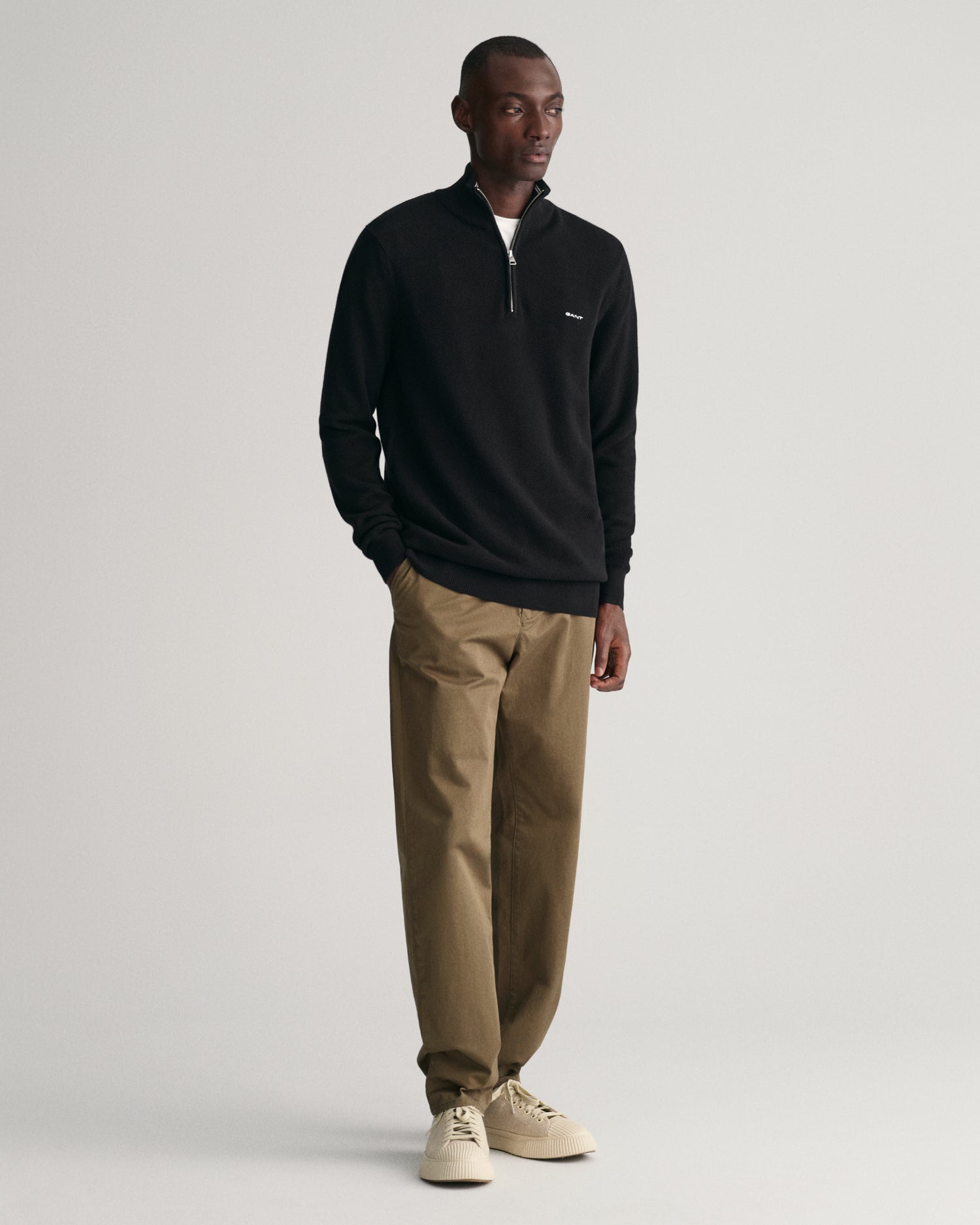 GANT PIQUE HALF ZIP STRIKTRØJE