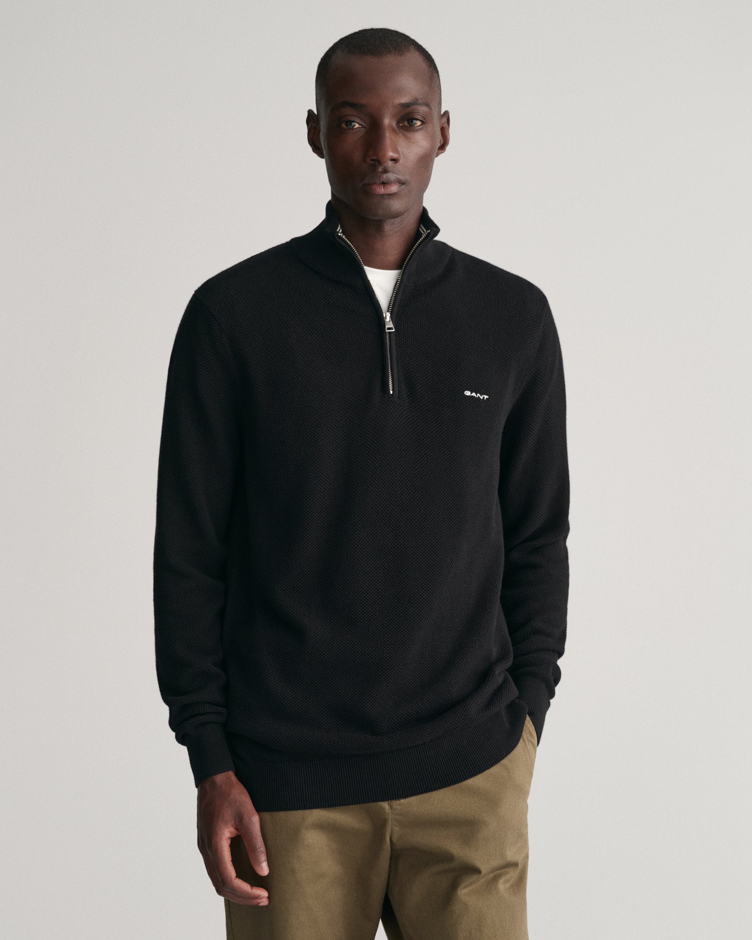 GANT PIQUE HALF ZIP STRIKTRØJE