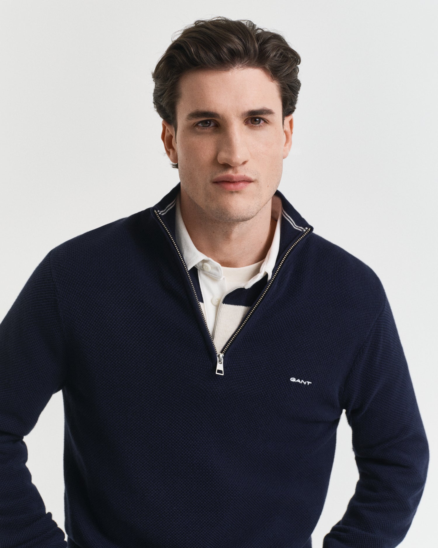 GANT PIQUE HALF ZIP STRIKTRØJE