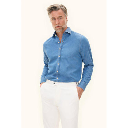 OSCAR JACOBSON SLIMFIT WASHED DENIM SKJORTE