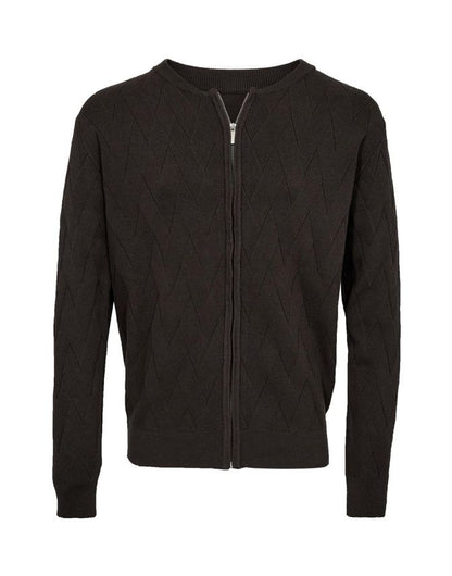 BLACK BLUE ZIP STRIK CARDIGAN