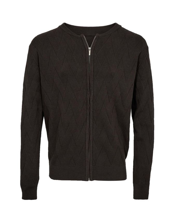 BLACK BLUE ZIP STRIK CARDIGAN