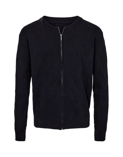 BLACK BLUE ZIP STRIK CARDIGAN