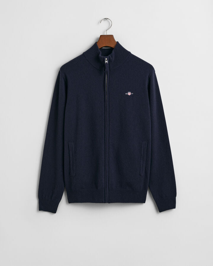 EXTRAFINE LAMBSWOOL ZIP CARDIGAN