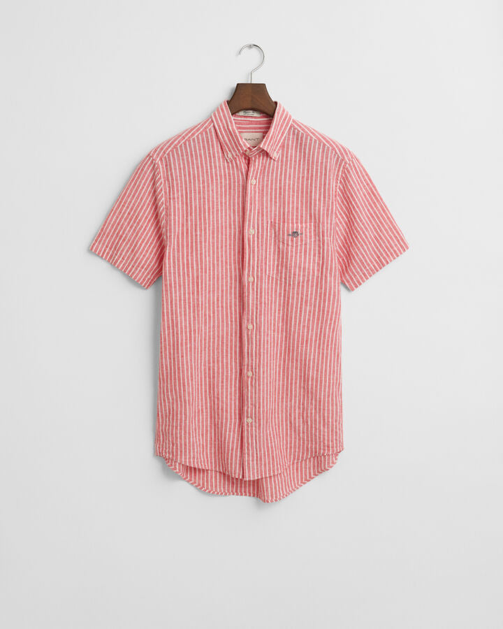 REG COTTON LINEN STRIPE SS SHIRT