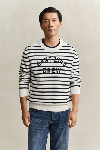 GANT BRETON STRIPE GRAPHIC C-NECK TRØJE