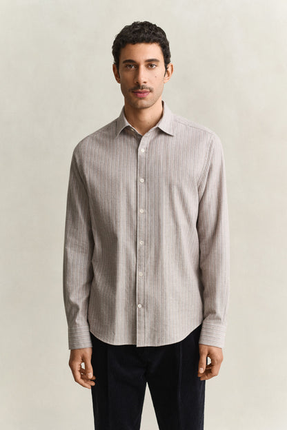 GANT REGULAR FIT FLANNEL MELANGE STRIPE SKJORTE