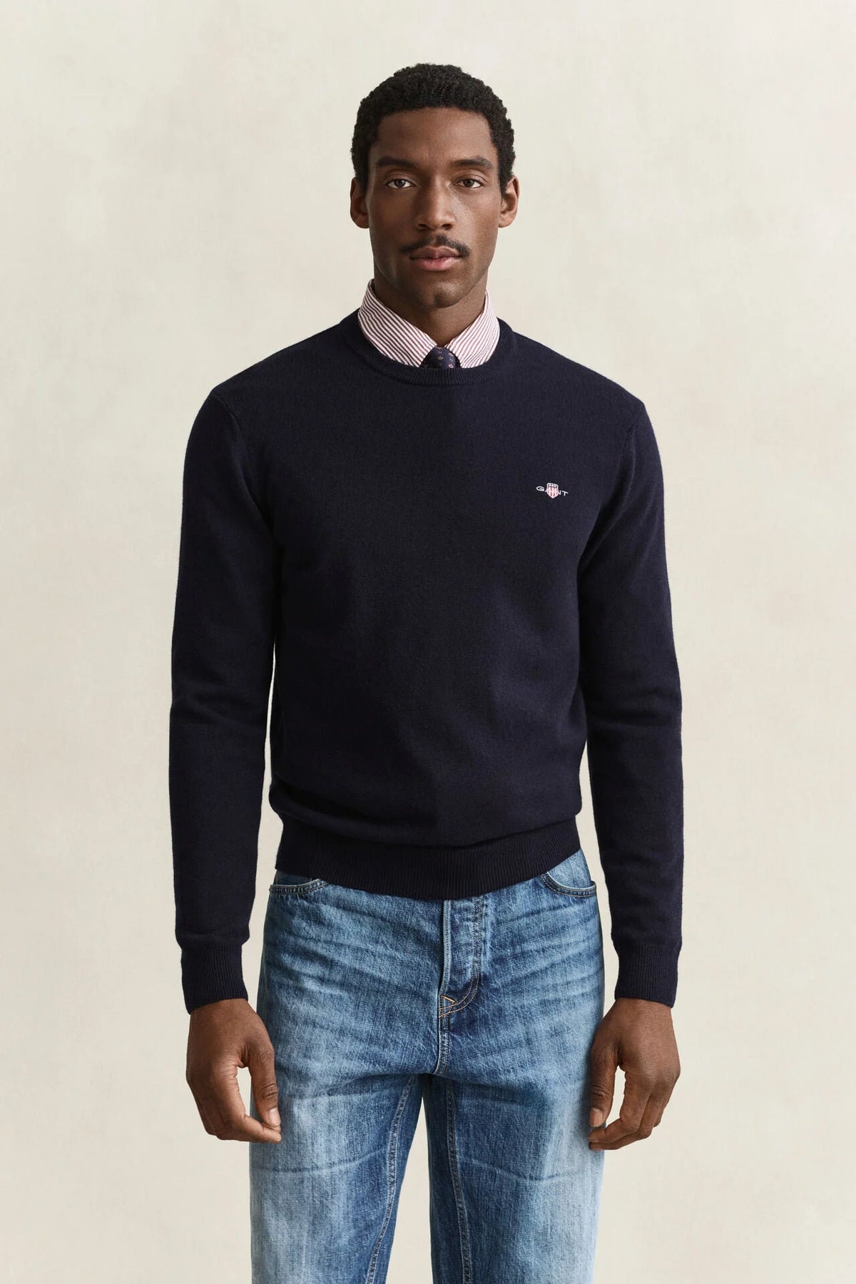 GANT SUPERFINE LAMBSWOOL C-NECK STRIKTRØJE