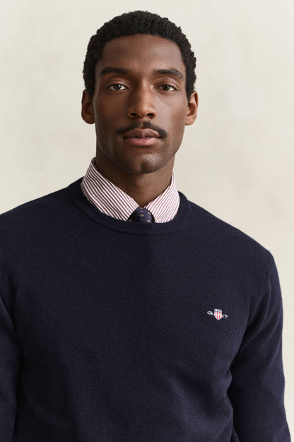 GANT SUPERFINE LAMBSWOOL C-NECK STRIKTRØJE