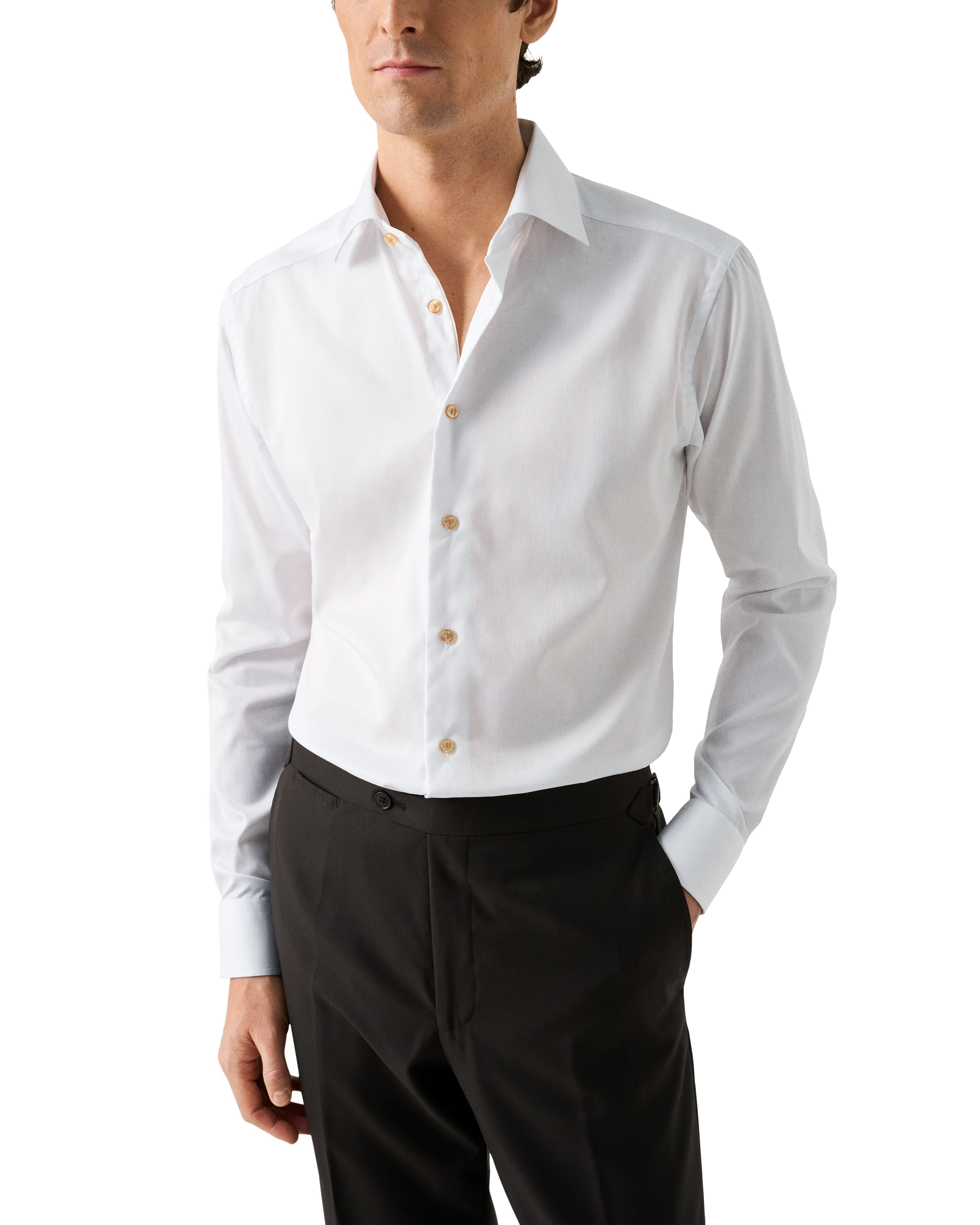 ETON SIGNATUR TWILL BEIGE EFFEKT SKJORTE